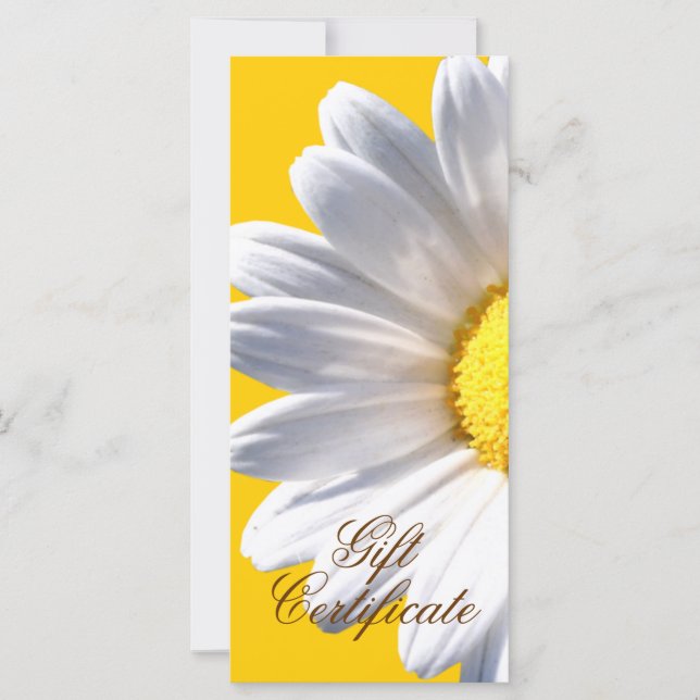 Big White Daisy on Yellow Gift Certificate (Vorderseite)