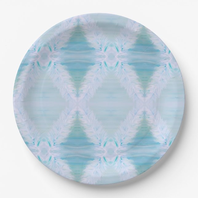 Big White Feather Pappteller (Vorderseite)