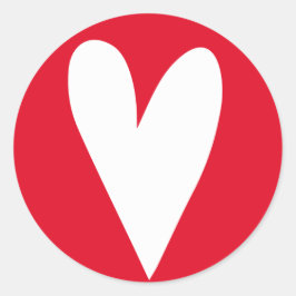 Big White Heart - Red Valentine's Day Runder Aufkleber