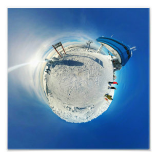 Big White Ski Hill Snow Globe Tiny Planet Fotodruck