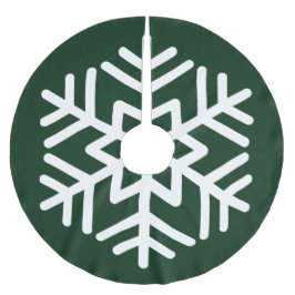 Big White Snowflake auf Forest Green Polyester Weihnachtsbaumdecke