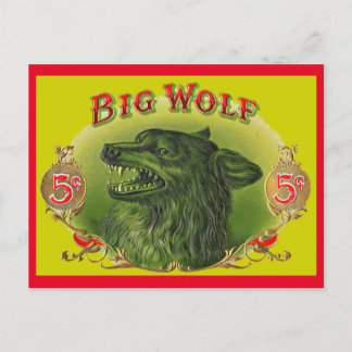 Big Wolf Zigarrenlabel Postkarte