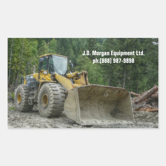 Big Yellow Bulldozer Traktor Rechteckiger Aufkleber (Vorderseite)