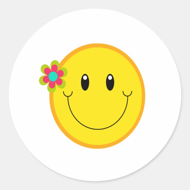 Big Yellow Face Runder Aufkleber (Vorderseite)