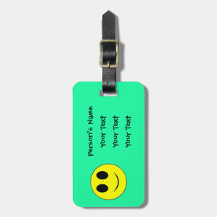 Big Yellow Happy Allover Mint Luggage Tags Gepäckanhänger