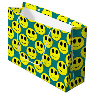 Big Yellow Happy Face Allover Große Geschenktüte