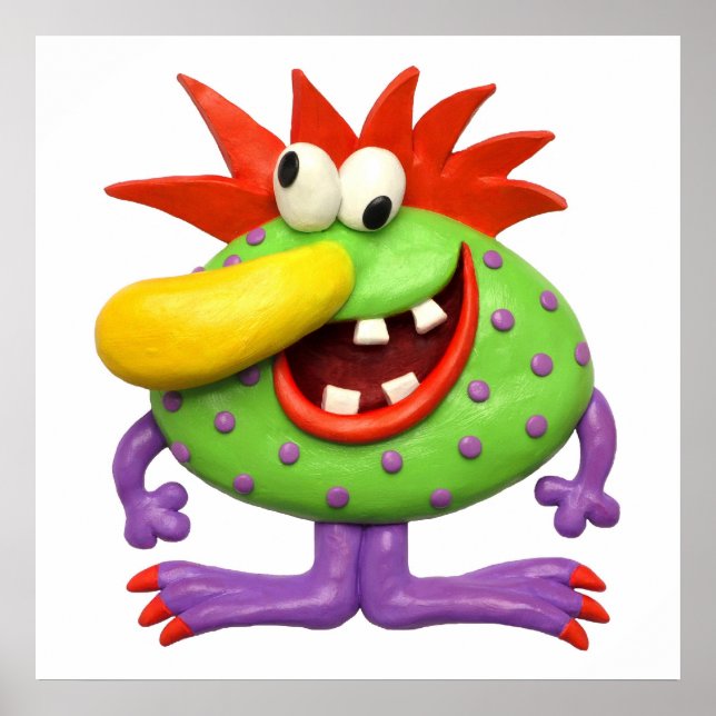 Big Yellow Nose Monster Baby Boy Dusche Kinderzimm Poster (Vorne)