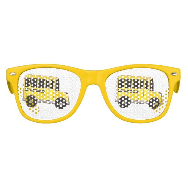 Big Yellow School Bus Party Shades Sonnenbrille (Vorderseite)