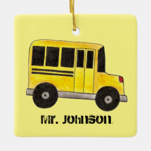 Big Yellow School Busfahrer Bildung Keramikornament