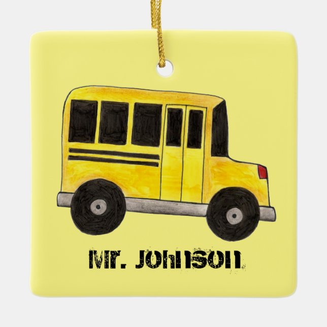 Big Yellow School Busfahrer Bildung Keramikornament (Vorderseite)
