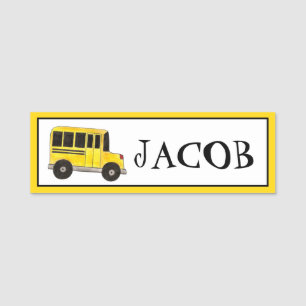Big Yellow School Buslehrer Bildung Namensschild