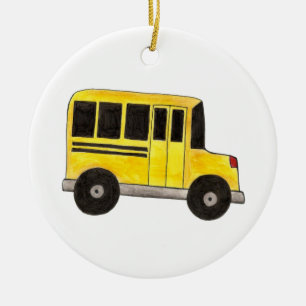 Big Yellow School Buslehrer-Geschenk Keramikornament