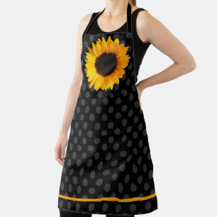 Big Yellow Sunflower und Black Polka Dots Schürze