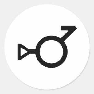 Bigender Drittes Geschlecht Geschlechtssymbol Runder Aufkleber
