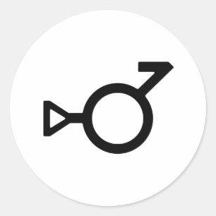 Bigender Drittes Geschlecht Geschlechtssymbol Runder Aufkleber
