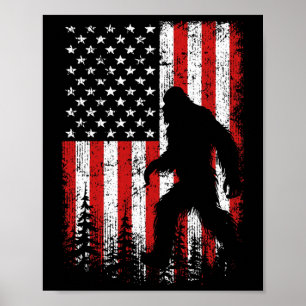 Bigfoot 4. Juli American Flag Patriotic Red Wh Poster