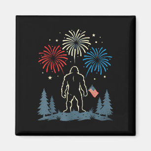 Bigfoot 4. Juli amerikanische Flagge Feuerwerk Magnet