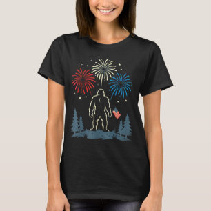 Bigfoot 4. Juli amerikanische Flagge Feuerwerk T-Shirt