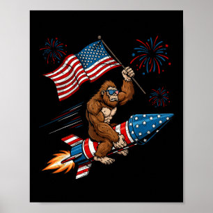 Bigfoot 4. Juli Patriotischer Sasquatch Feuerwerk Poster