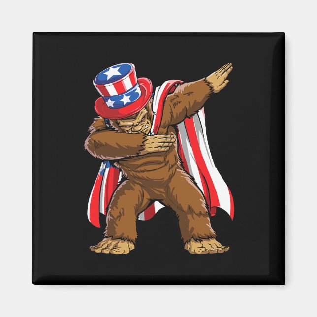 Bigfoot 4. Juli Sasquatch American Flag Magnet (Vorne)