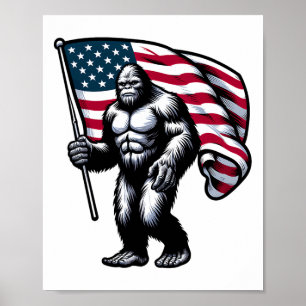 Bigfoot 4. Juli Sasquatch American USA Flag Pa Poster