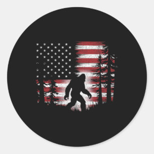 Bigfoot 4. Juli US-Flagge Patriotic Ki Runder Aufkleber