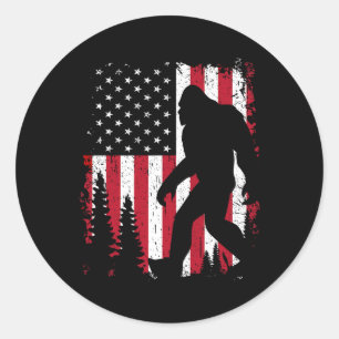 Bigfoot 4. Juli US-Flagge Patriotic Ki Runder Aufkleber