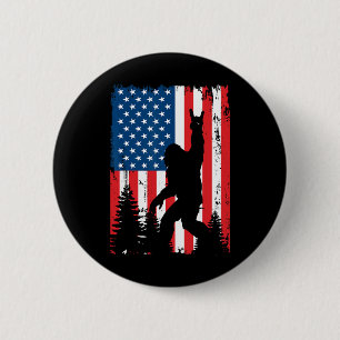 Bigfoot 4. Juli Vintage Amerikanische USA-Flagge S Button