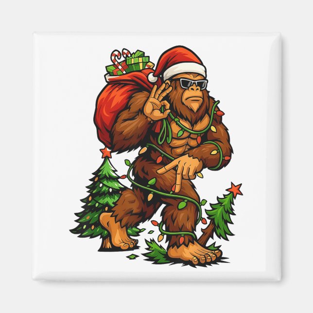 Bigfoot 67 Christmas Tree Lights Xmas Men Sasquatc Magnet (Vorne)