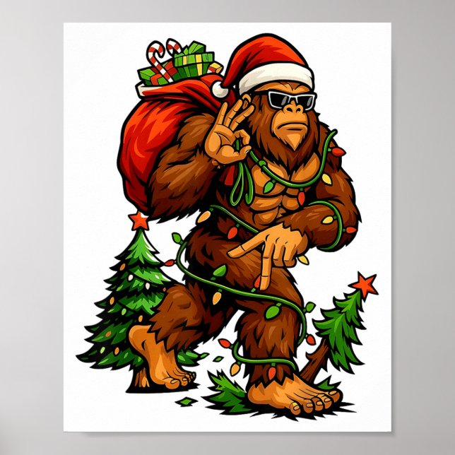 Bigfoot 67 Christmas Tree Lights Xmas Men Sasquatc Poster (Vorne)