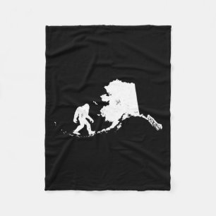 Bigfoot Alaska Staat Karte Sasquatch Männer Frauen Fleecedecke