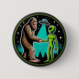 Bigfoot Alien Alliance - Funny Scifi Cryptid Button