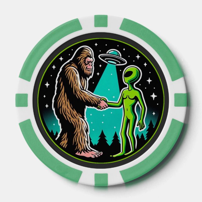 Bigfoot Alien Alliance - Funny Scifi Cryptid Pokerchips (Vorderseite)