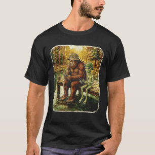 Bigfoot Alien Angeln Lustige Männer UFO Sasquatch T-Shirt