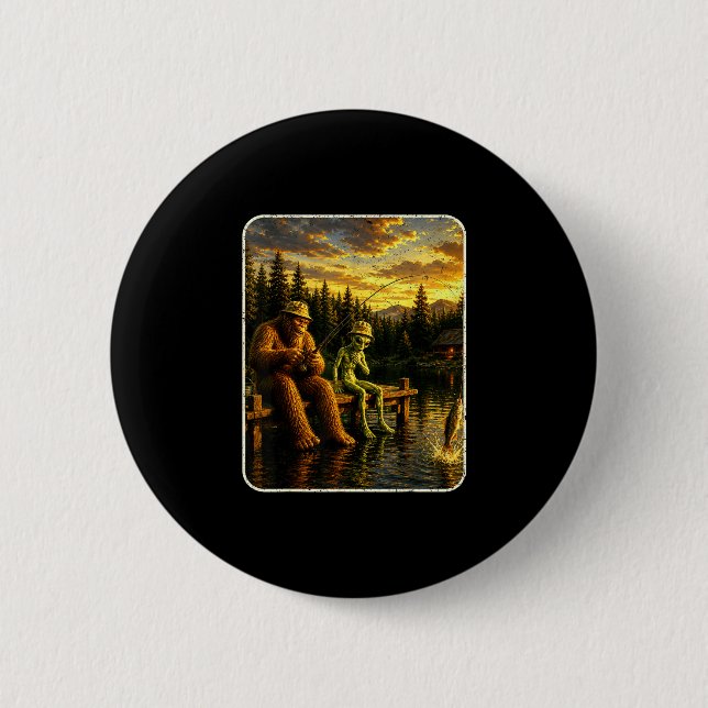 Bigfoot-Alien-Angler lustige Männer Sasquatch-Lieb Button (Vorderseite)