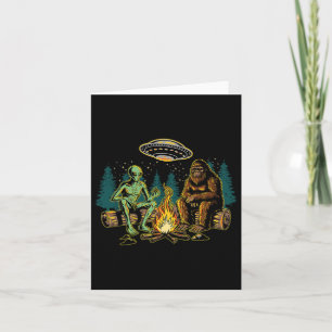 Bigfoot Alien Campfire Camping Sasquatch Ufo Campe Karte