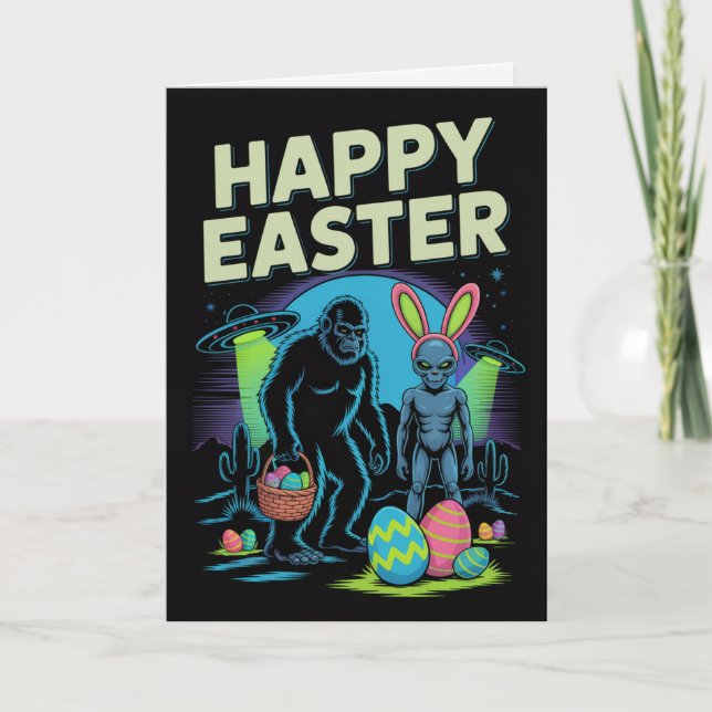Bigfoot Alien Ostern Grußkarte Karte (Vorderseite)