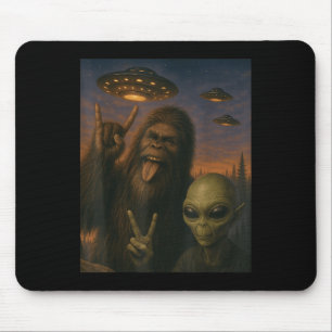 Bigfoot Alien Rock On Selfie Ufo Lustige Geschenke Mousepad