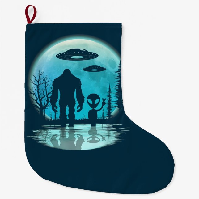 Bigfoot Alien UFO Offenlegung Verschwörung Geschen Großer Weihnachtsstrumpf (Vorderseite)