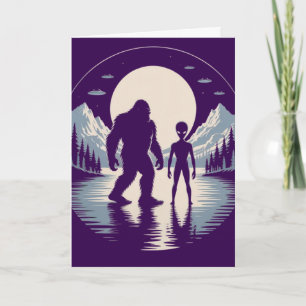 Bigfoot Alien UFO Paranormal Begegnung Grußkarte Feiertagskarte