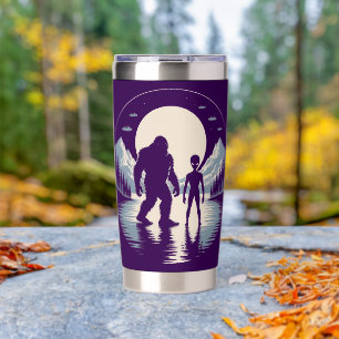 Bigfoot-Alien-UFO-Paranormaler Begegnung-Silhouett Thermobecher