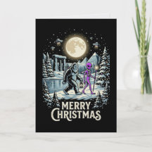 Bigfoot-Alien-UFO-Pyramiden-Weihnachtskarte