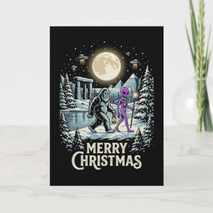 Bigfoot-Alien-UFO-Pyramiden-Weihnachtskarte Karte