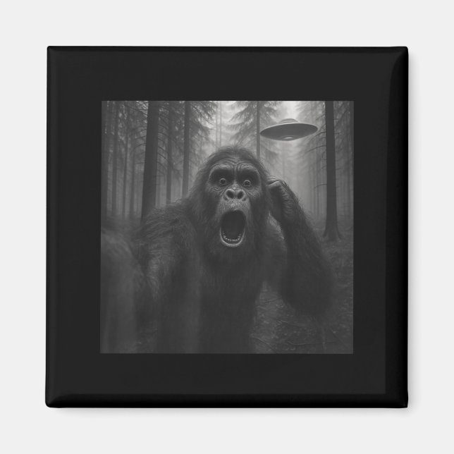 Bigfoot Alien Ufo Selfie Funny Sasquatch Meme Men  Magnet (Vorne)