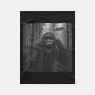 Bigfoot Alien UFO Selfie Lustiges Sasquatch Meme M Fleecedecke
