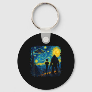 Bigfoot Alien Ufo Van Gogh Sternennacht Sasquatch Schlüsselanhänger