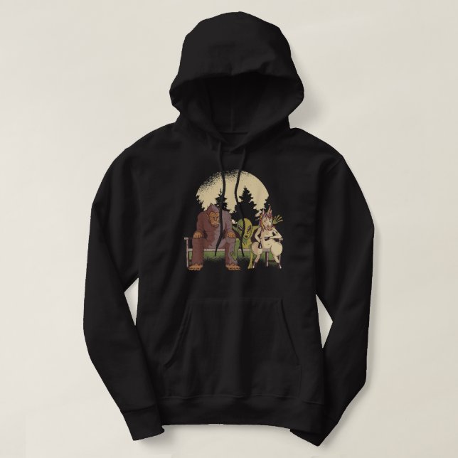 Bigfoot Alien Unicorn Mythische Kreaturen Yeti Peg Hoodie (Design vorne)