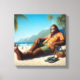 Bigfoot am Strand Leinwanddruck
