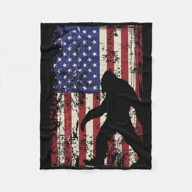 Bigfoot American Flag 4. Juli Patriotic Fleecedecke (Vorderseite)