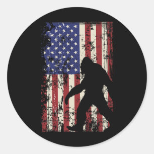 Bigfoot American Flag 4. Juli Patriotic Runder Aufkleber